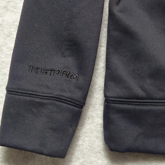 UNDER ARMOUR Hoodie Mens Small Black Camo Logo Storm Fleece Pullover Long Sleeve - Picture 3 of 8